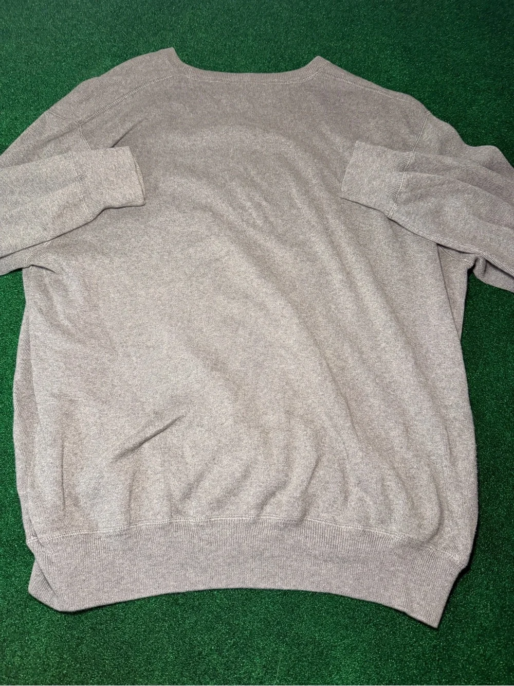 Ralph Lauren Men's Crewneck Sweater in Light Taupe with Navy Pony